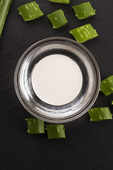 Image showing aloe vera - leaves and cream