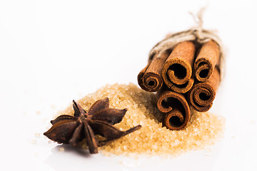 Image showing Cinnamon sticks with pure cane brown sugar