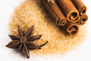Image showing Cinnamon sticks with pure cane brown sugar