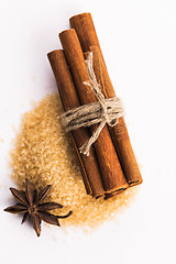 Image showing Cinnamon sticks with pure cane brown sugar