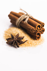 Image showing Cinnamon sticks with pure cane brown sugar