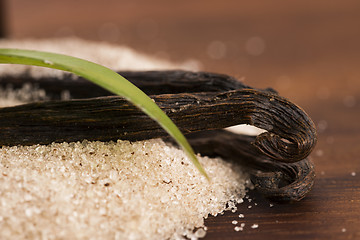 Image showing vanilla sugar and vanilla beans