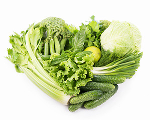 Image showing fresh green vegetables isolated on white 