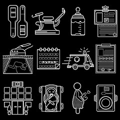 Image showing Flat white line vector icons for gynecology