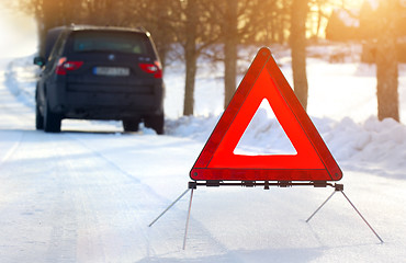 Image showing Car with a breakdown in the winter