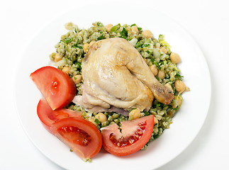 Image showing Freekeh chickpea and chicken salad