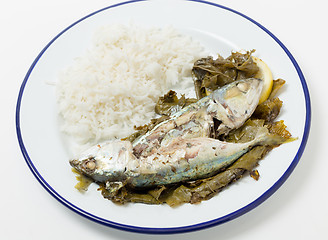 Image showing Fish in vine leaves