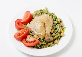 Image showing Freekeh chickpea and chicken salad