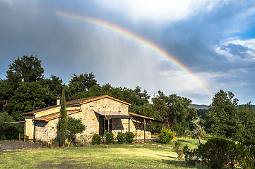 Image showing Rainbow cottage in Tuscany, Italy