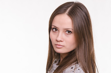 Image showing Portrait of a girl with long straight hair