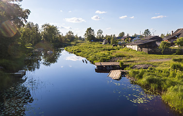 Image showing Landscape of summer river in countryside 