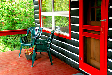 Image showing Log cabin deck