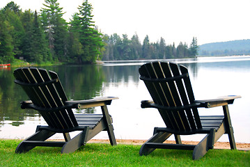 Image showing Lake beach chairs