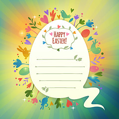 Image showing Beautiful Retro Easter Card With Symbols of Spring