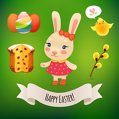 Image showing Bunny Girl and Easter Symbols