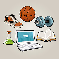 Image showing Sports and educational student set