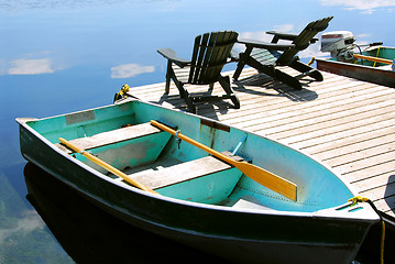 Image showing Chairs boat dock