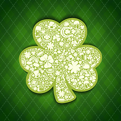 Image showing St Patrick's Days card of white objects on irish pattern