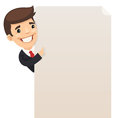 Image showing Businessman looking at blank poster
