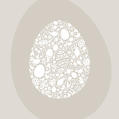 Image showing Easter Egg Card of White Objects on Beige Background