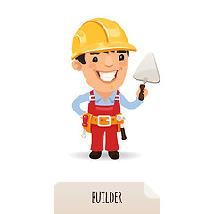 Image showing Builder with a trowel