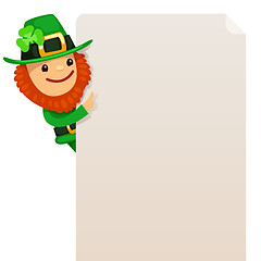 Image showing Leprechaun looking at blank poster