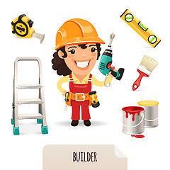 Image showing Female Builders Icons Set