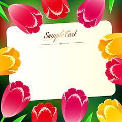 Image showing Beautiful horizontal rectangular greating card with spring flowe