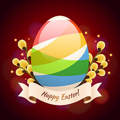 Image showing Happy Easter Greening Card With Colored Egg