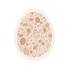 Image showing Easter Egg Card of Beige Objects on White Background