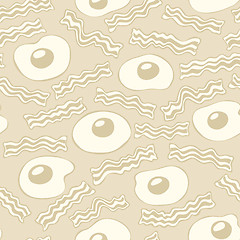 Image showing Breakfast With Bacon and Eggs Seamless Vector Pattern Light