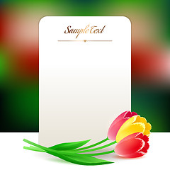 Image showing Beautiful vertical rectangular greating card with spring flowers