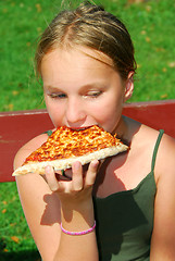 Image showing Girl pizza