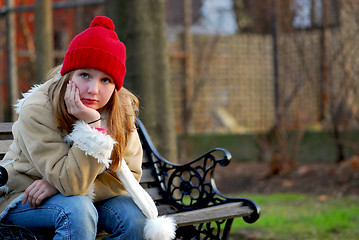 Image showing Girl on bench