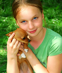 Image showing Girl with a dog