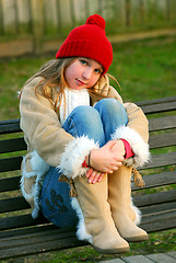 Image showing Girl on bench