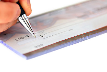 Image showing Writing a check