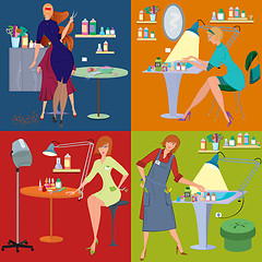 Image showing Beauty salon spa employees flat people