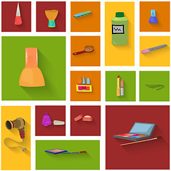 Image showing Beauty spa objects icon set flat design