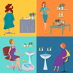 Image showing Beauty salon spa customers flat people