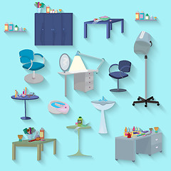 Image showing Beauty spa furniture set flat design