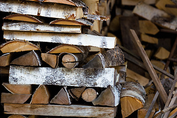 Image showing Pile of birch firewood