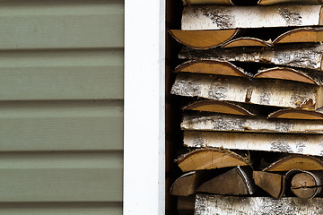 Image showing Pile of birch firewood