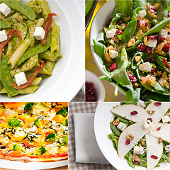 Image showing healthy and tasty Italian food collage