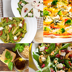 Image showing healthy and tasty Italian food collage