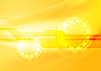 Image showing Abstract yellow wavy tech background