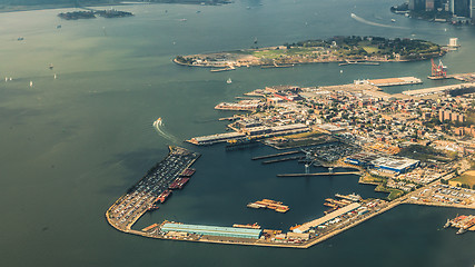 Image showing Aerial view of the shores of Brooklyn Borough, New York