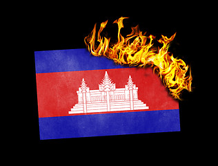 Image showing Flag burning - Cambodia