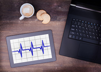 Image showing Electrocardiogram on a tablet - Concept of healthcare