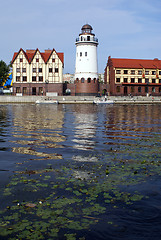 Image showing Light house on the bank of river